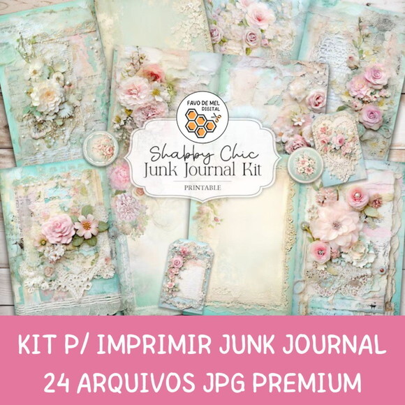 Kit Digital Junk Journal Shabby Chic (para Imprimir)