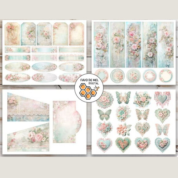 Kit Digital Junk Journal Shabby Chic (para Imprimir)