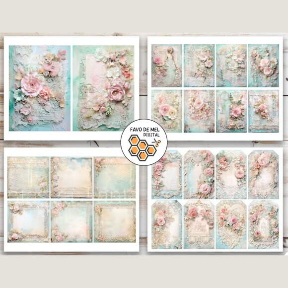 Kit Digital Junk Journal Shabby Chic (para Imprimir)