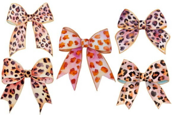 Kit Digital Laços Animal Print Aquarela Png Oncinha