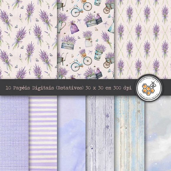 Kit Digital Lavanda Aquarela