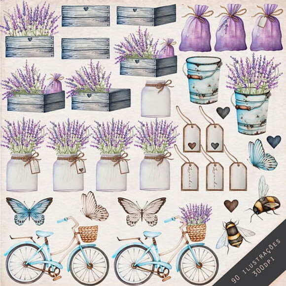 Kit Digital Lavanda Aquarela