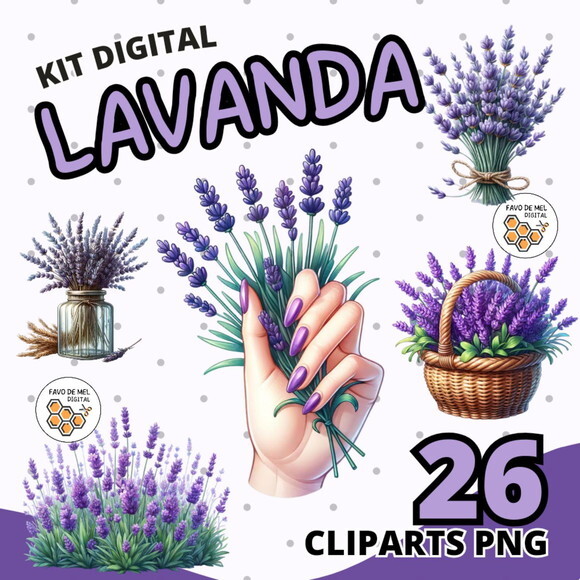 Kit Digital Lavanda Aquarela - Lavender (wa)