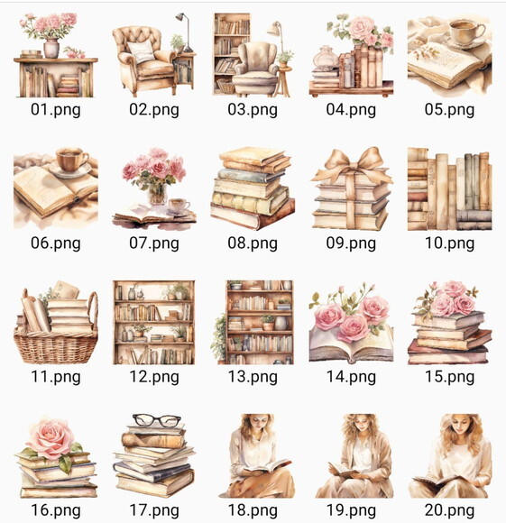 Kit Digital Leitura Aquarela | Planner Books Aesthetic