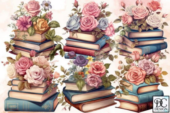 Kit Digital Livros Vintage Aquarela - Vintage Floral Book