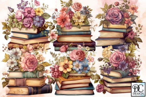 Kit Digital Livros Vintage Aquarela - Vintage Floral Book