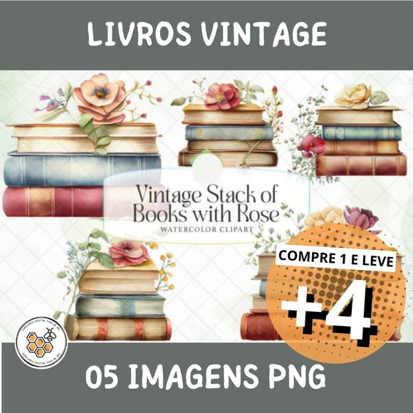 Kit Digital Livros Vintage Aquarela