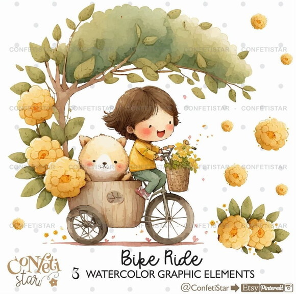Kit Digital Meninas Aquarela Confeti (combo 4 Kits)