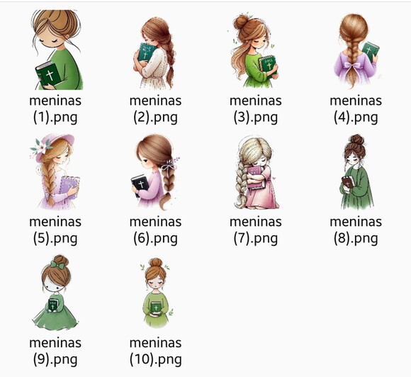 Kit Digital Meninas Cristãs Aquarela