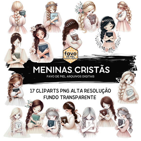 Kit Digital Meninas Cristãs Aquarela