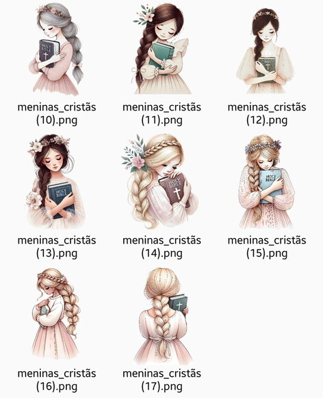 Kit Digital Meninas Cristãs Aquarela