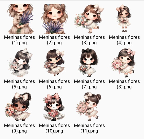 Kit Digital Meninas Cute Aquarela