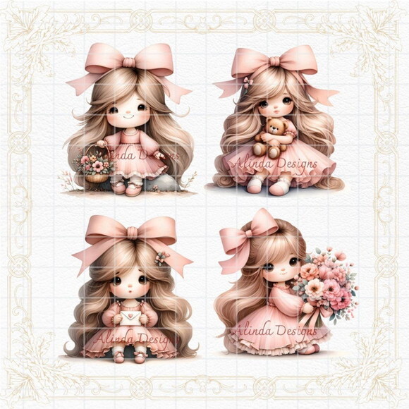 Kit Digital Menininha Loira Cute Aquarela | Little Girl