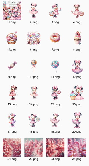 Kit Digital Minnie Mundo Doce Aquarela Png (pague 1 Leve +4)