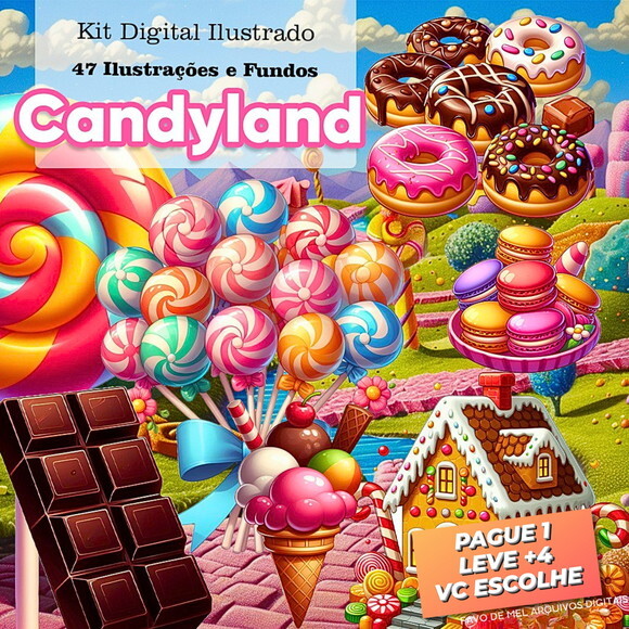 Kit Digital Mundo Doce #11 Candyland Png (pague 1 Leve +4)