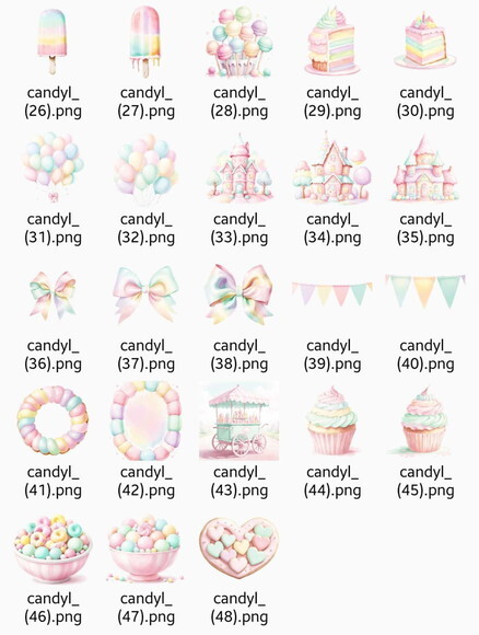 Kit Digital Mundo Doce #2 Candyland Confeitaria Aquarela Png