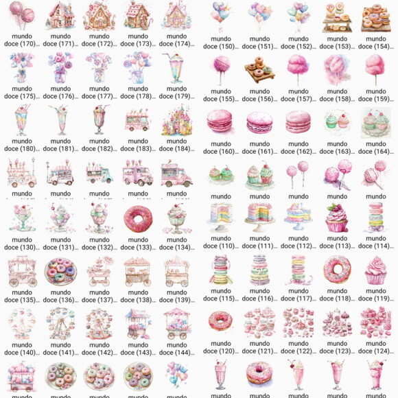 Kit Digital Mundo Doce #4 Candyland Confeitaria Aquarela Png