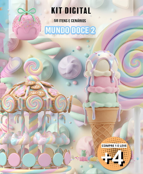 Kit Digital Mundo Doce 2 #13 Candyland (pague 1 Leve 5)