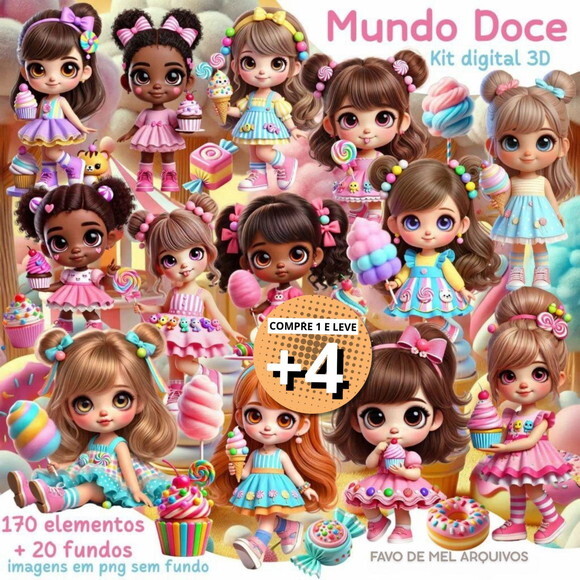 Kit Digital Mundo Doce 3d #9 Candyland Png (pague 1 Leve 5)