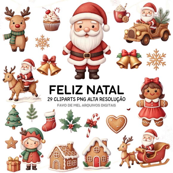 Kit Digital Natal Aquarela #03 Papai Noel Png