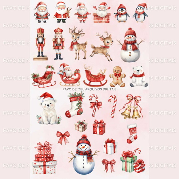 Kit Digital Natal Aquarela Sweet (pague 1 Leve +4)