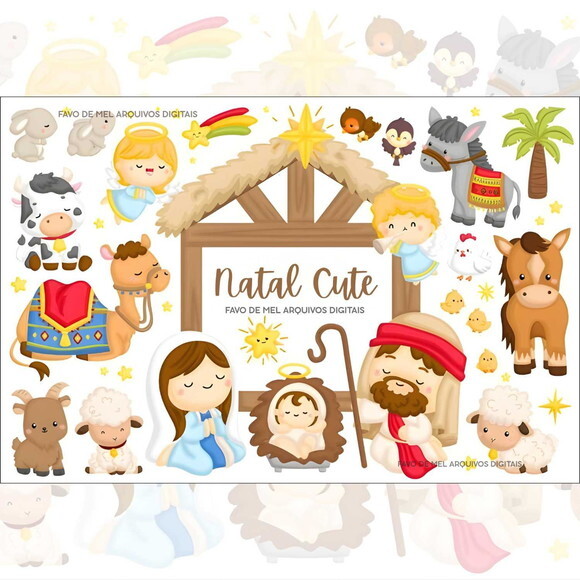 Kit Digital Natal Cristão #2 Natal Cute Nascimento de Jesus