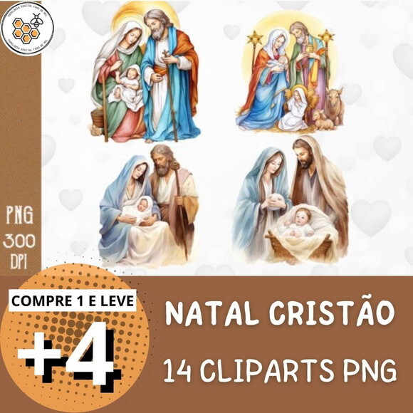 Kit Digital Natal Cristão Aquarela - Christmas Nativity Sm