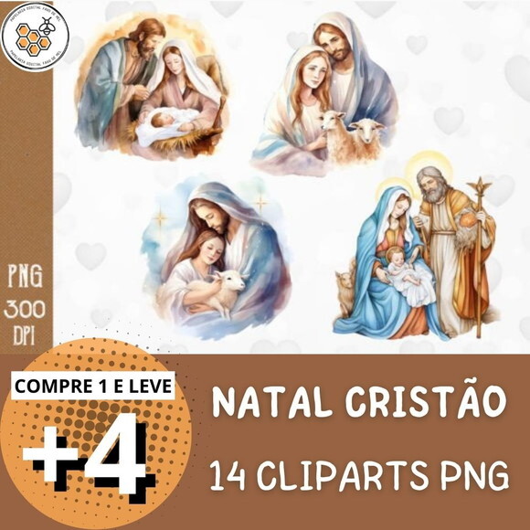Kit Digital Natal Cristão Aquarela - Christmas Nativity Sm
