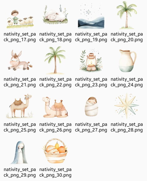 Kit Digital Natal Cristão Aquarela #34 Natividade Png