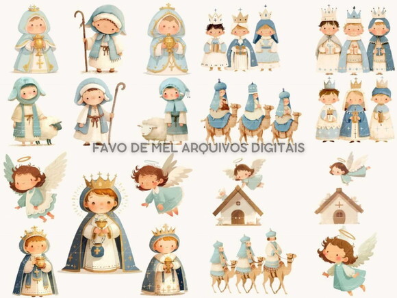 Kit Digital Natal Cristão Aquarela #35 Natividade Png