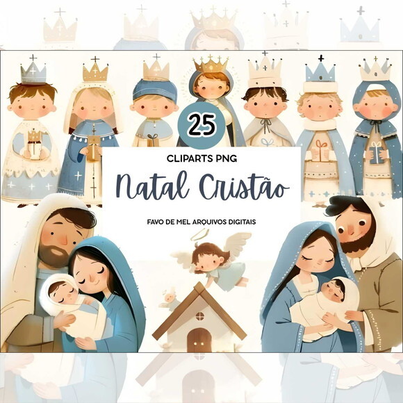 Kit Digital Natal Cristão Aquarela #35 Natividade Png
