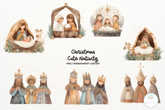 Kit Digital Natal Cristão Cute Presépio - Nativity