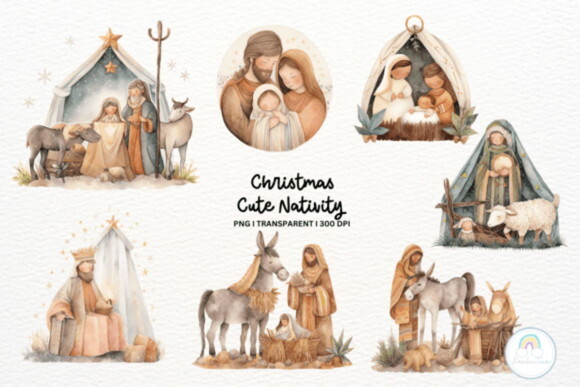Kit Digital Natal Cristão Cute Presépio - Nativity