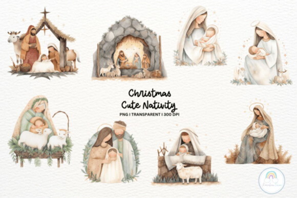 Kit Digital Natal Cristão Cute Presépio - Nativity