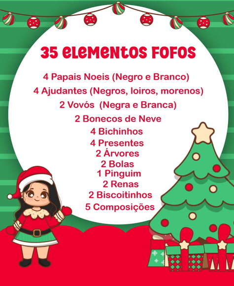 Kit Digital Natal Fofo Vermelho e Verde - Mimos Prontos