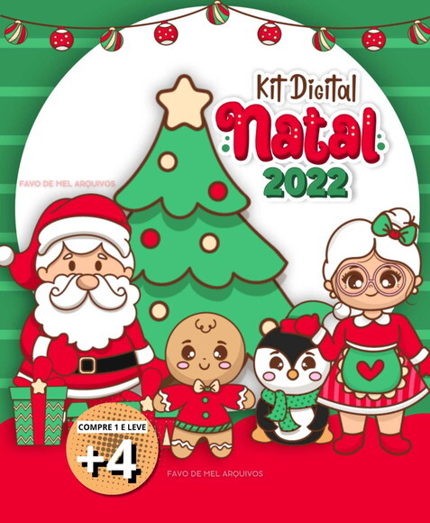 Kit Digital Natal Fofo Vermelho e Verde - Mimos Prontos