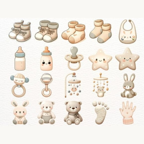 Kit Digital Newborn Chá de Bebê Neutro Png #5