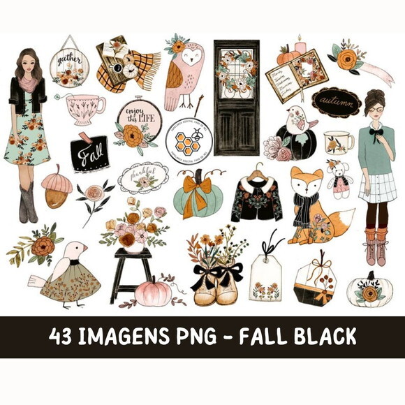 Kit Digital Outono Fall Black Rosabebe