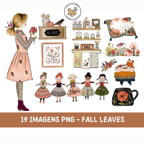Kit Digital Outono Fall Leaves Rosabebe