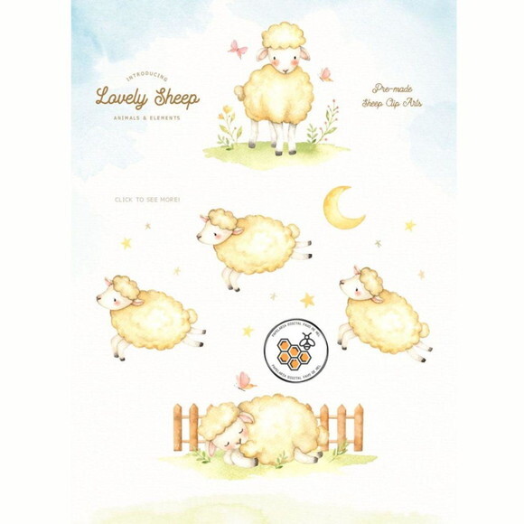Kit Digital Ovelhinha Aquarela Premium - Lovely Sheep