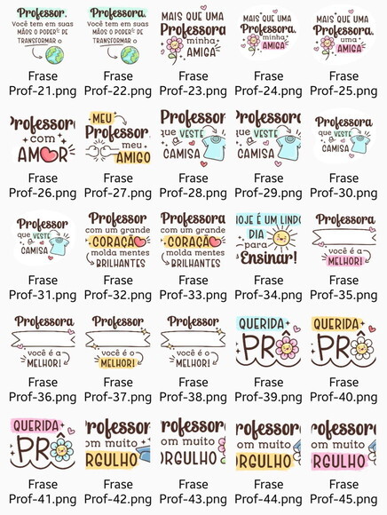 Kit Digital Pack Frases Dia dos Professores Png