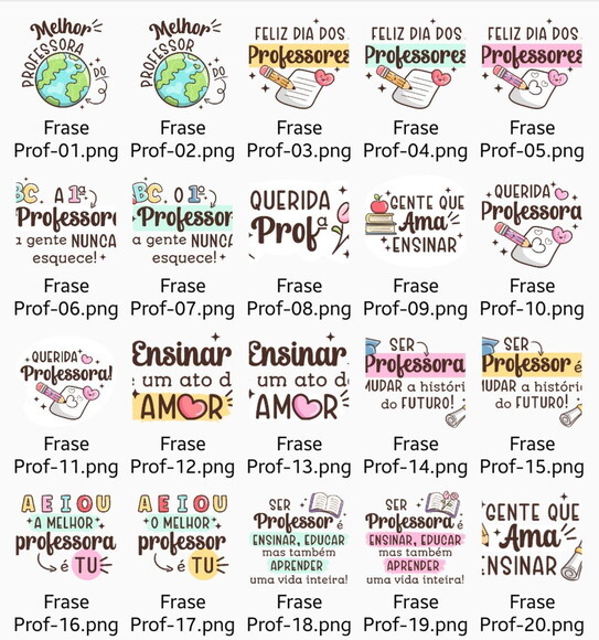 Kit Digital Pack Frases Dia dos Professores Png