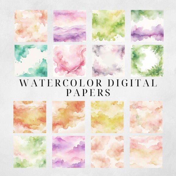 Kit Digital Papel Fundo Aquarela