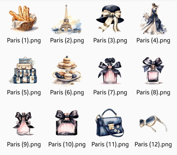 Kit Digital Paris Scrapbook Aquarela - Elementos Vintage