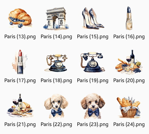 Kit Digital Paris Scrapbook Aquarela - Elementos Vintage