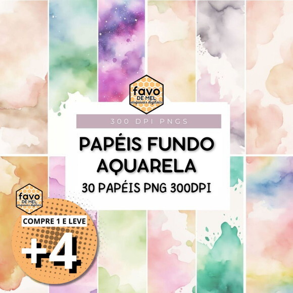 Kit Digital Papel Fundo Aquarela