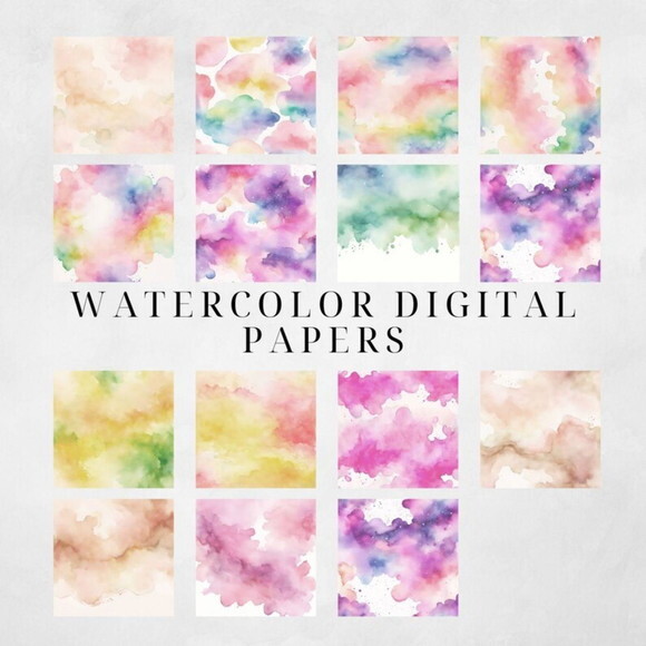 Kit Digital Papel Fundo Aquarela