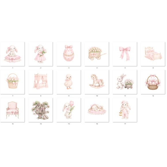 Kit Digital Páscoa Aquarela Coelhinhos Rosa Png #7