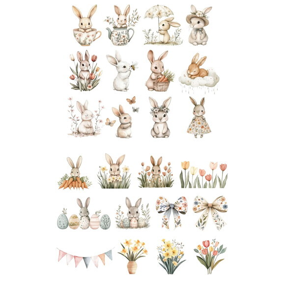 Kit Digital Páscoa Boho Aquarela - Combo 4 Kits Png Premium