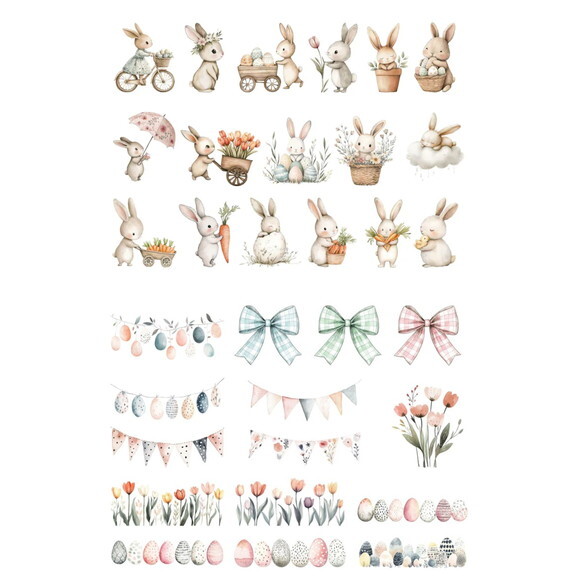 Kit Digital Páscoa Boho Aquarela - Combo 4 Kits Png Premium